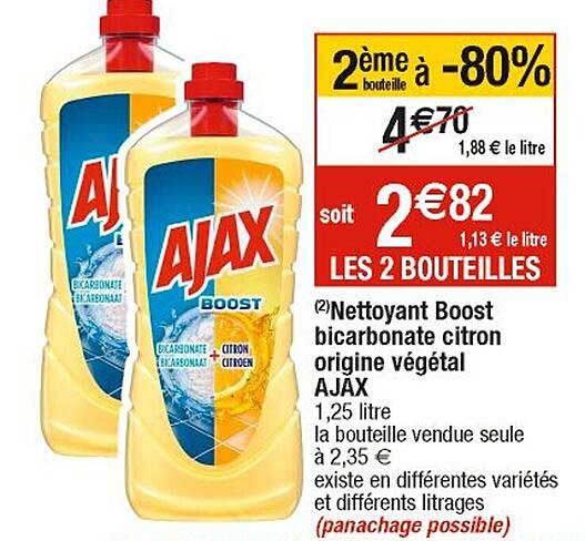 Nettoyant Boost Bicarbonate Citron Origine Végétal Ajax