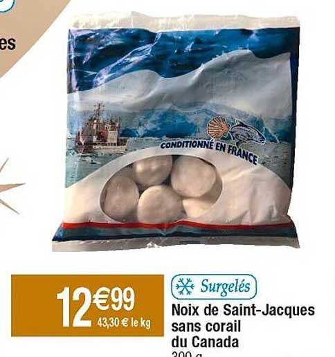 noix de saint-jacques sans corail du canada