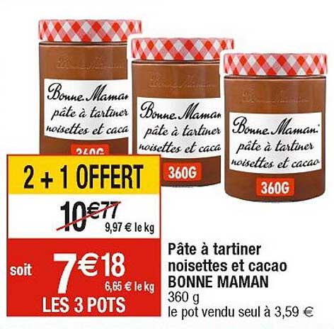 pâte à tartiner noisettes et cacao bonne maman
