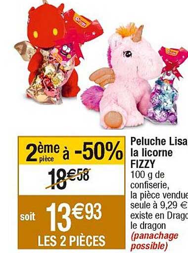 peluche lisa la licorne fizzy