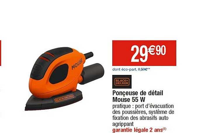 ponçeuse de détail mouse 55 w black + decker