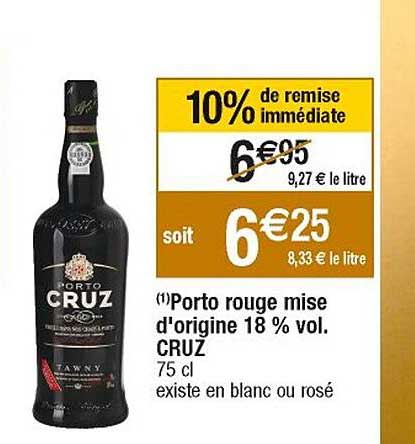 porto rouge mise d'origine 18% vol. cruz