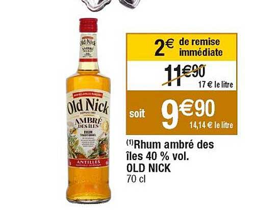 rhum ambré des îles 40% vol. old nick