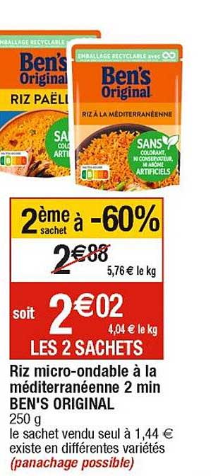 riz micro-ondable à la méditerranéenne 2 min ben's original