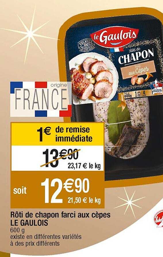 rôti de chapon farcie aux cèpes le gaulois