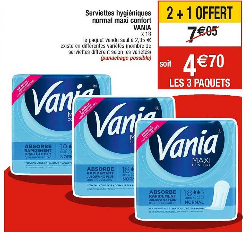serviettes hygiéniques normal maxi confort vania