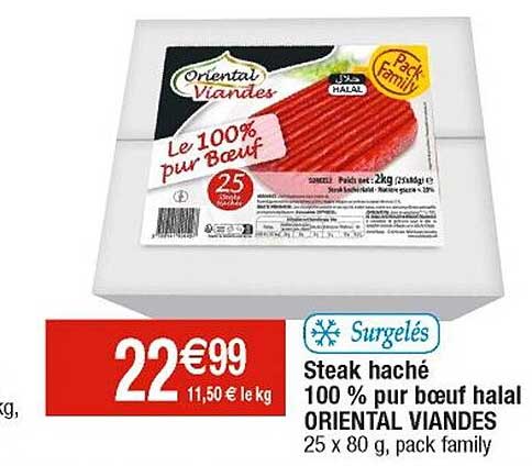 Steak Haché 100% Pur Bœuf Halal Oriental Viandes