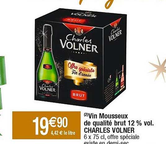 vin mousseux de qualité brut 12% vol. charles volner