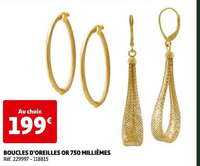 boucles d'oreilles or 750 millièmes