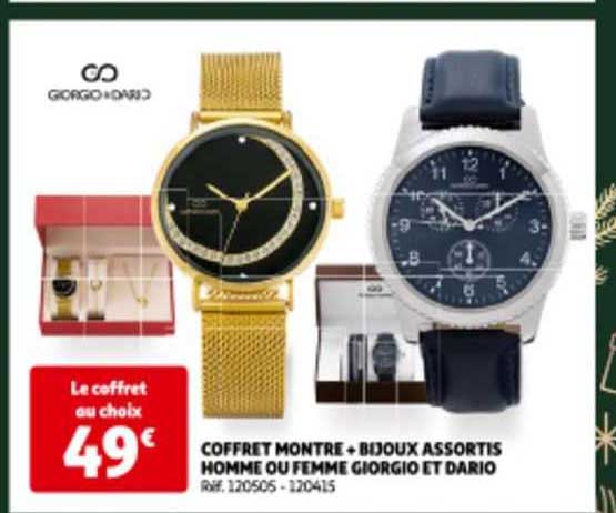 coffret montre + bijoux assortis homme ou femme giorgio et dario