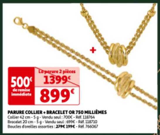 parure collier + bracelet or 750 millièmes