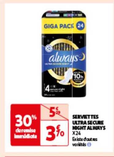 serviettes ultra secure night always