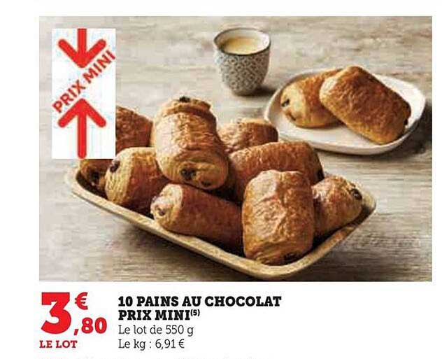10 pains au chocolat prix mini