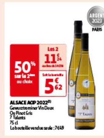 alsace aop 2022 gewurztraminer vin doux ou pinot gris 7 talents