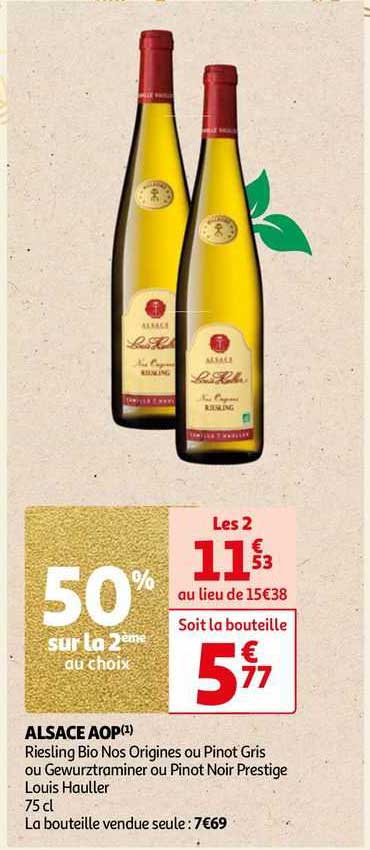 alsace aop riesling bio nos origines ou pinot gris ou gewurztraminer ou pinot noir prestige louis hauller