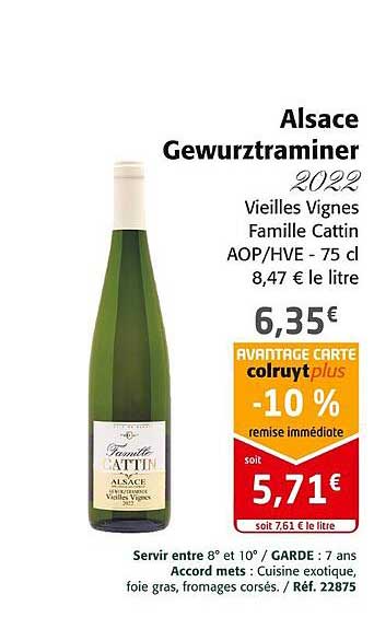 alsace gewurztraminer 2022 vieilles vignes famille cattin aop/hve