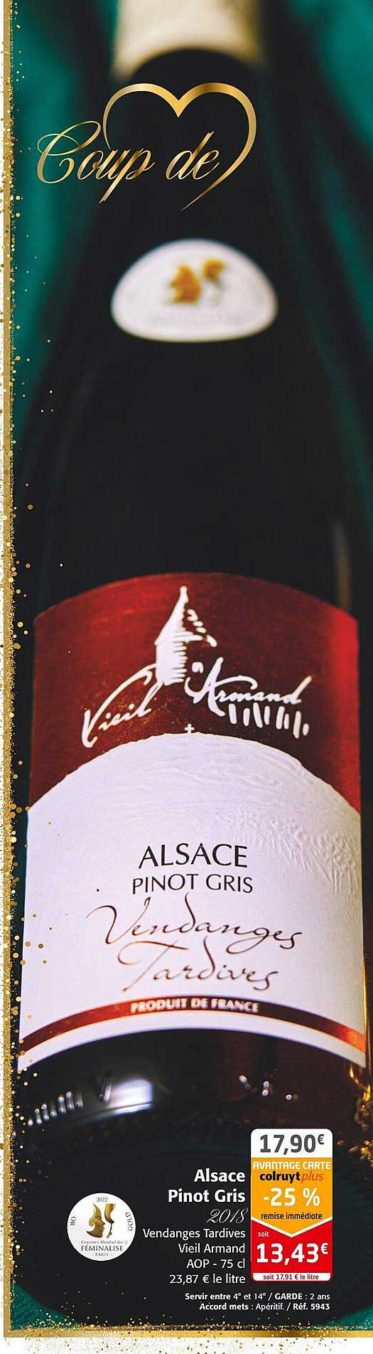 alsace pinot gris 2018 vendanges tardives vieil armand aop