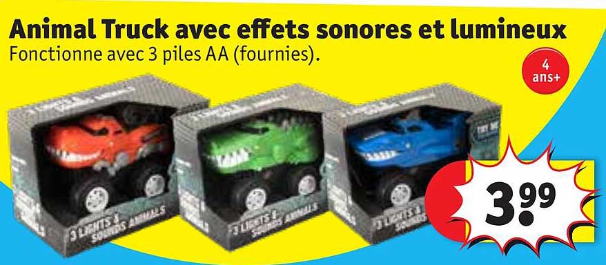 animal truck avec effets sonores et lumineux
