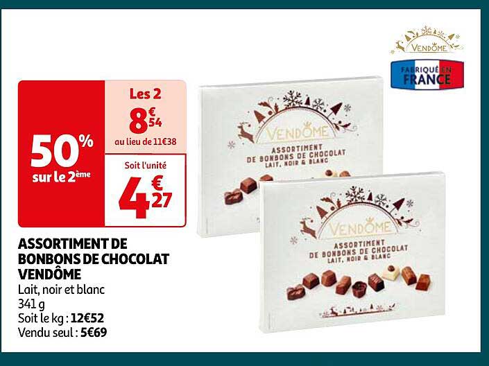 assortiment de bonbons de chocolat vendôme