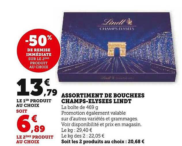 assortiment de bouchées champs-élysées lindt