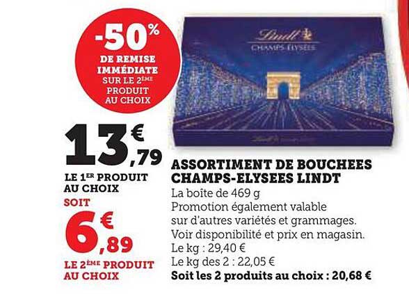 assortiment de bouchées champs-élysées lindt