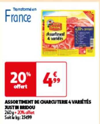 assortiment de charcuterie 4 variétés justin bridou
