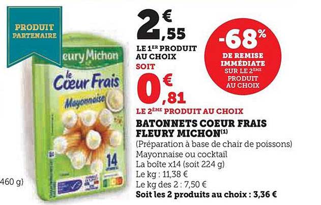 bâtonnets cœur frais fleury michon