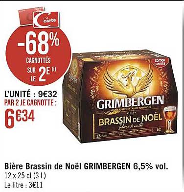 bière brassin de noël grimbergen 6.5% vol.