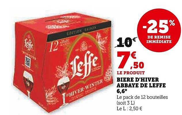 bière d'hiver abbaye de leffe 6,6°
