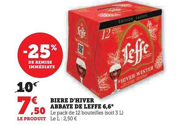 bière d'hiver abbaye de leffe 6,6°