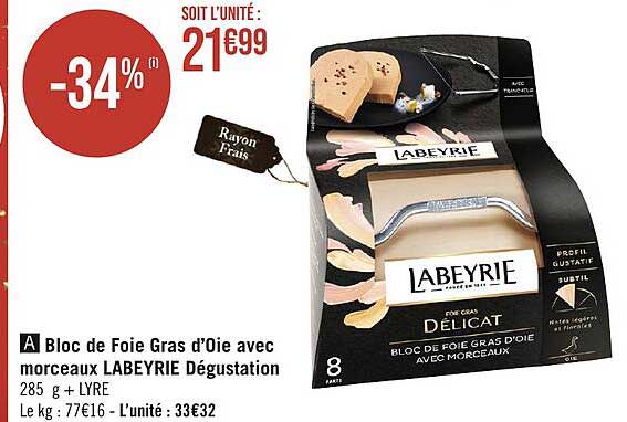 Bloc De Foie Gras D'oie Avec Morceaux Labeyrie Degustation