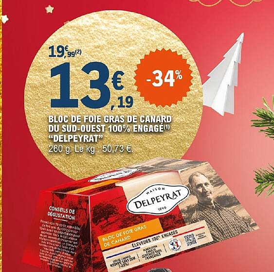 bloc de foie gras de canard du sud-ouest 100% engagé "delpeyrat"