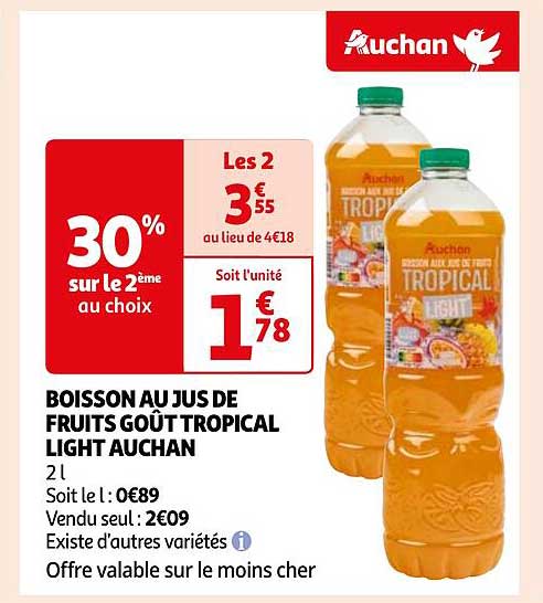 Boisson Au Jus De Fruits Goût Tropical Light Auchan