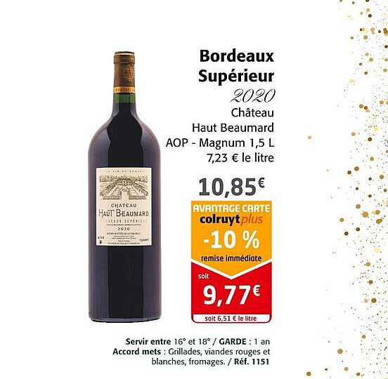 bordeaux supérieur 2020 château haut beaumard aop - magnum