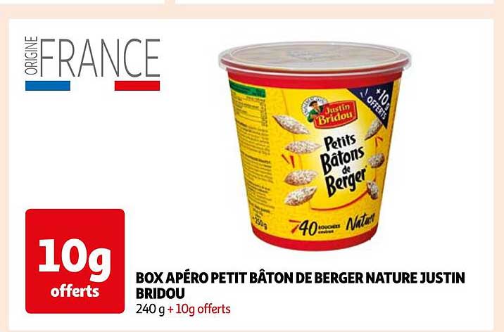 box apéro petit bâton de berger nature justin bridou