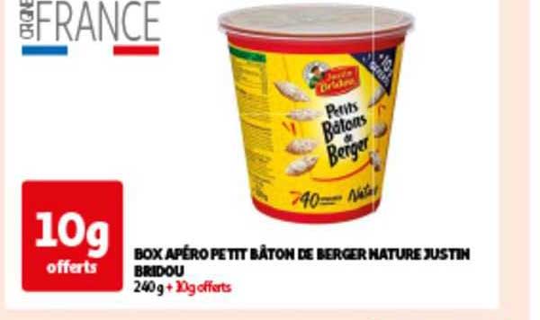 box apéro petit bâton de berger nature justin bridou