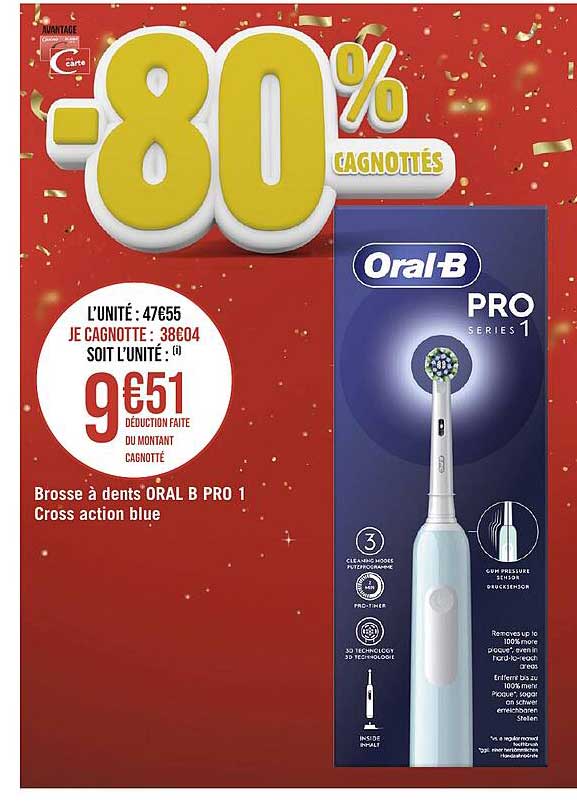 brosse à dents oral b pro 1 cross action blue