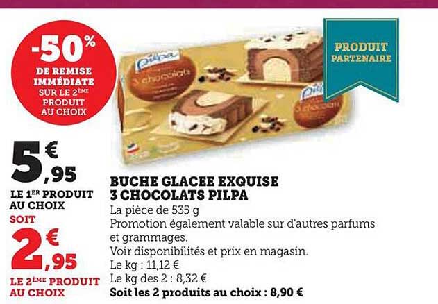 bûche glacée exquise 3 chocolats pilpa