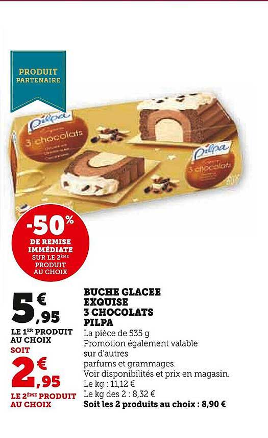 bûche glacée exquise 3 chocolats pilpa