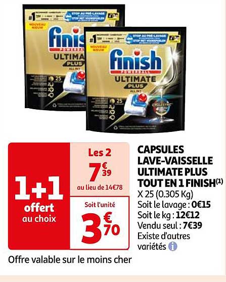 capsules lave-vaisselle ultimate plus tout en 1 finish