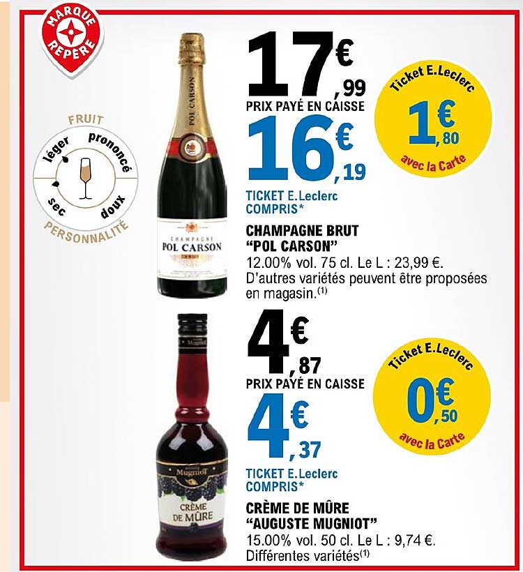 champagne brut "pol carson", crème de mûre "auguste mugniot"