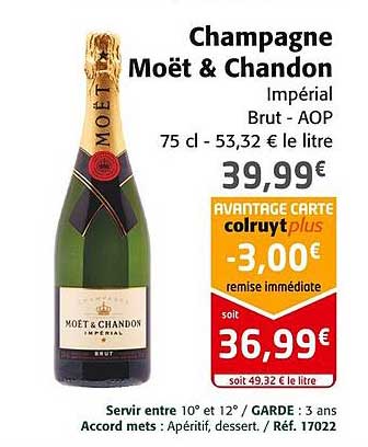 champagne moët & chandon impérial brut - aop
