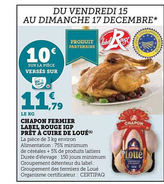 chapon fermier label rouge igp prêt à cuire de loué