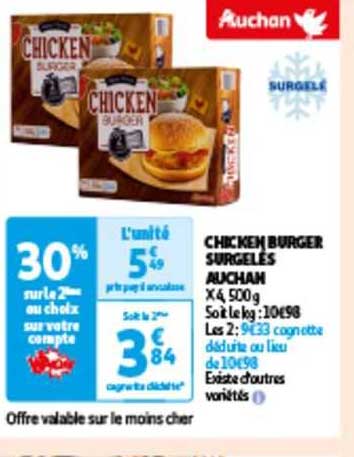 chicken burger surgelés auchan