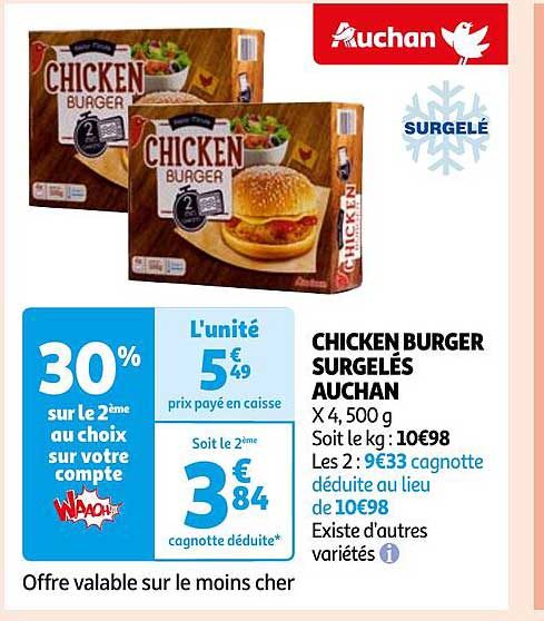 chicken burger surgelés auchan