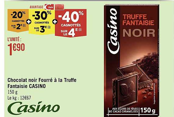 Chocolat Noir Fourré à La Truffe Fantaisie Casino