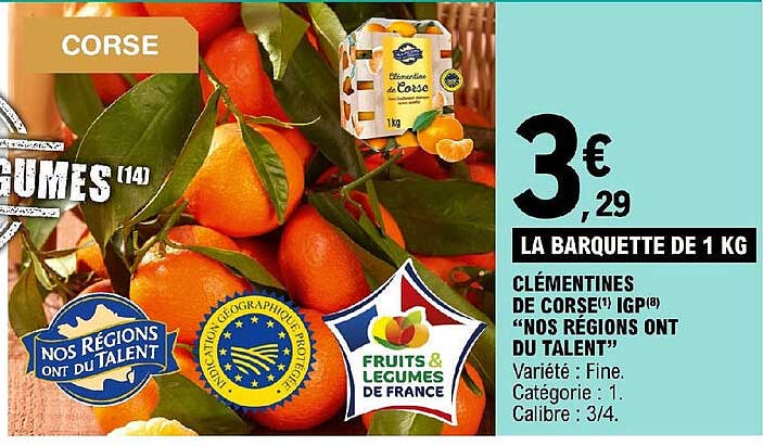 clémentines de corse igp "nos régions ont du talent"