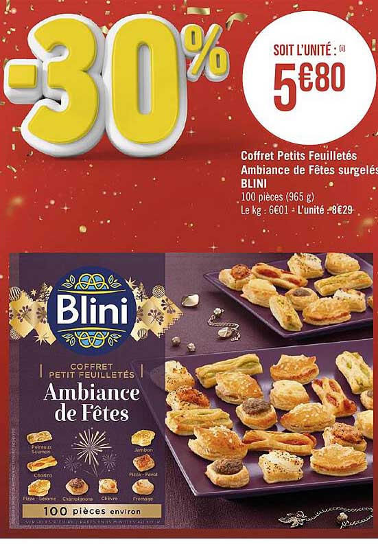 coffret petits feuilletés ambiance de fêtes surgelés blini