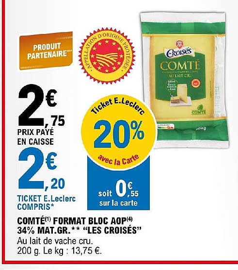 comté format bloc aop 34% mat.gr. "les croisés"