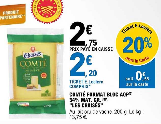 comté format bloc aop 34% mat.gr. "les croisés"